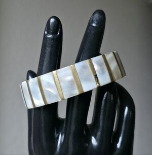 Mother Of Pearl Brass Bangle Boho Bohemian